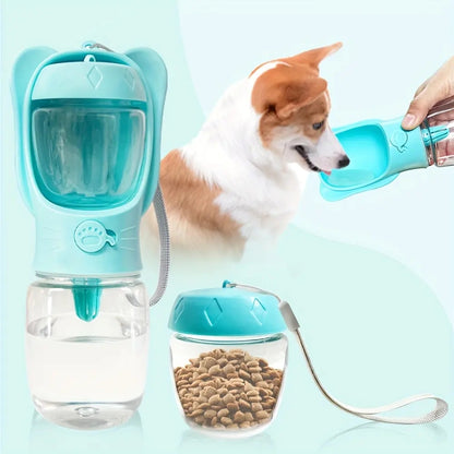 2 in 1 Dog Water Bottle with Food Container and Leak Proof Travel Dispenser