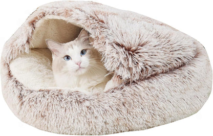 2-in-1 Round Cushion & Warm Pet House for Small Dogs